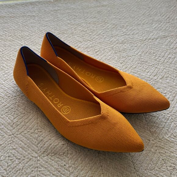 New Rothy’s Mustard Yellow Pointed Toe Flats Size 7 - Picture 3 of 5